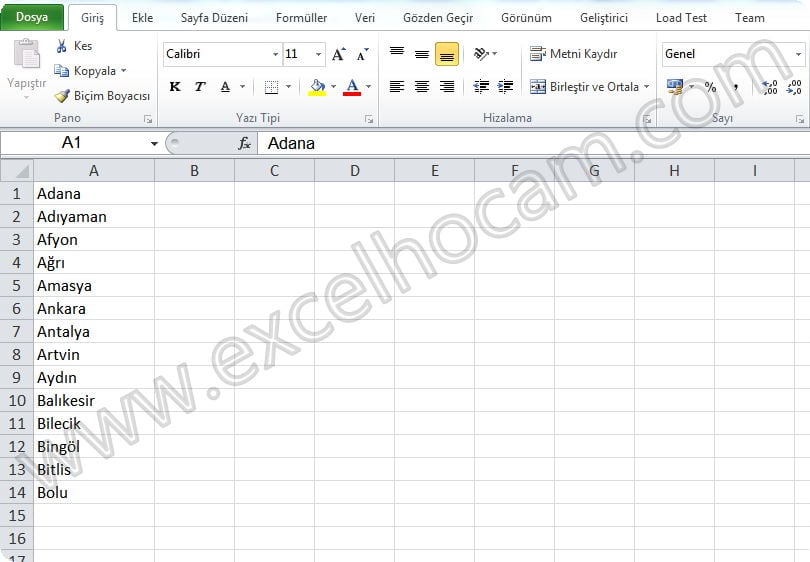 Excel'de Açılır Liste Kullanımı